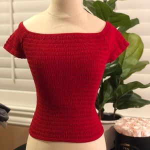 Brandy Melville Off the Shoulder Ruched Crop Top